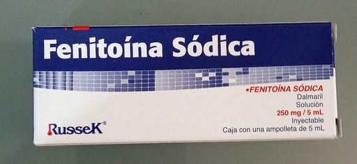[7502231620079] Fenitoína Solución Inyectable Cada ampolleta contiene: Fenitoína sódica 250 mg Envase con una ampolleta (250 mg/5 ml)